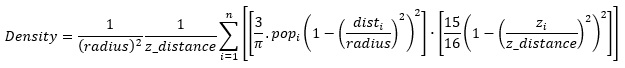Space time kernel density across elevation over x,y formula Space time kernel density across elevation over x,y formula
