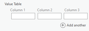 Value Table control with three horizontal columns Value Table control with three horizontal columns