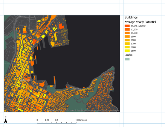 Layout with map frame, legend, north arrow, and scale bar Layout with map frame, legend, north arrow, and scale bar