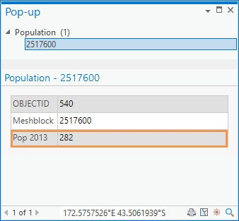 Pop-up window for Population feature Pop-up window for Population feature