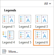 The Legends gallery showing six legend styles The Legends gallery showing six legend styles