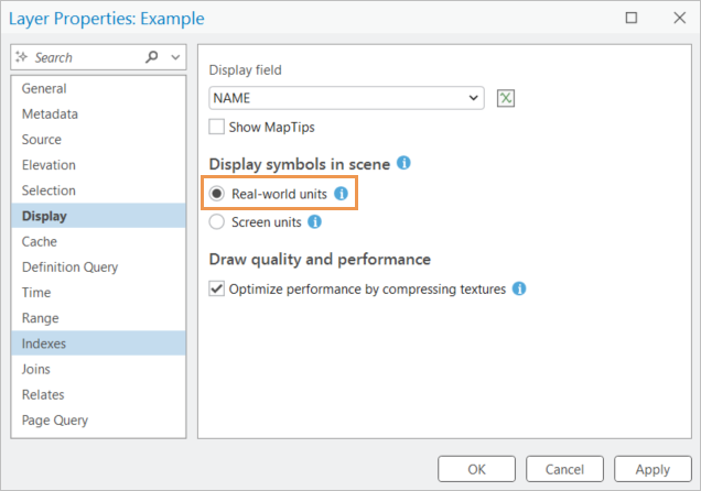 3D symbol display units are used for displaying symbols in real-world units. 3D symbol display units are used for displaying symbols in real-world units.