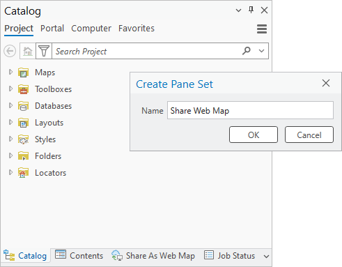 Create Pane Set dialog box on top of several stacked panes Create Pane Set dialog box on top of several stacked panes