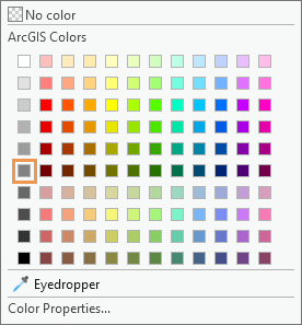 Color palette with Gray 50% indicated (row 6, column 1). Color palette with Gray 50% indicated (row 6, column 1).