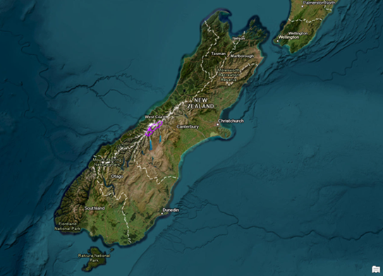 Scene zoomed to the South Island Scene zoomed to the South Island