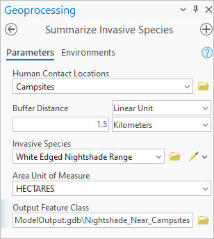 Summarize Invasive Species geoprocessing tool Summarize Invasive Species geoprocessing tool