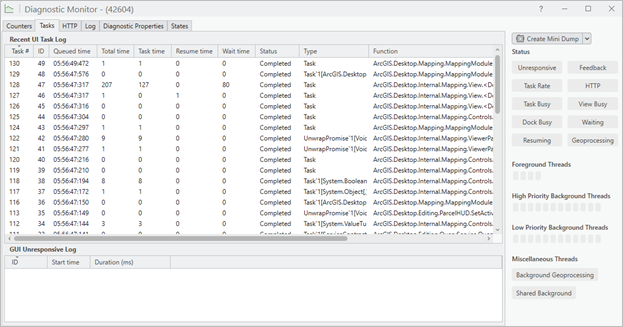Tasks tab in Diagnostic Monitor Tasks tab in Diagnostic Monitor