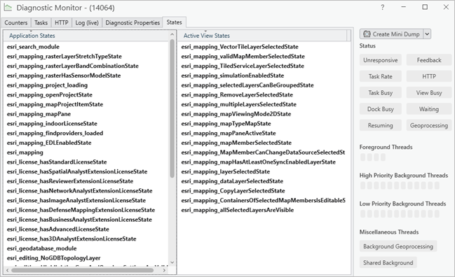 States tab in Diagnostic Monitor States tab in Diagnostic Monitor
