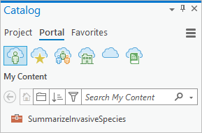 The Portal tab of the Catalog pane showing the web tool in My Content The Portal tab of the Catalog pane showing the web tool in My Content