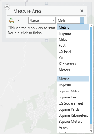 The Measure Area tool uses area units. The Measure Area tool uses area units.