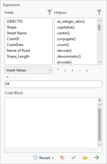 Expression parameter in the Calculate Field tool Expression parameter in the Calculate Field tool