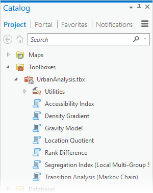 Toolbox under Toolboxes node in the Catalog pane Toolbox under Toolboxes node in the Catalog pane