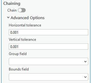 Chaining section on the Data tab Chaining section on the Data tab