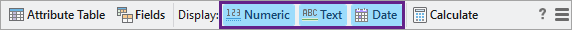Options on the statistics table toolbar Options on the statistics table toolbar