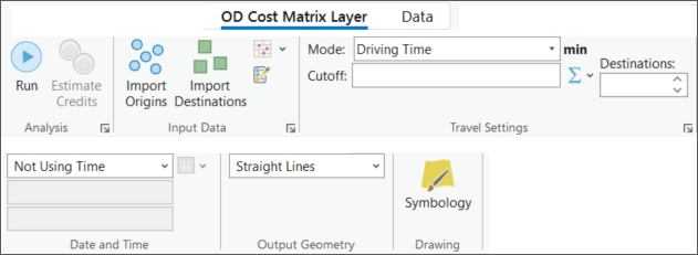 OD Cost Matrix Layer tab OD Cost Matrix Layer tab