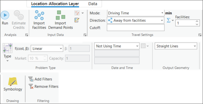 Location-Allocation Layer tab Location-Allocation Layer tab