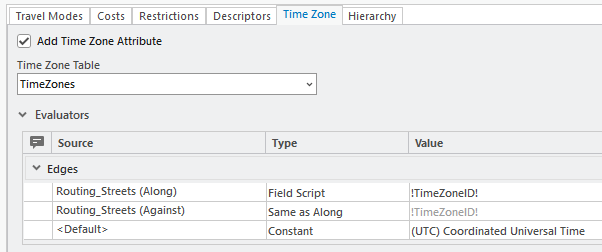 Screenshot of time zone attribute configuration using a field script evaluator Screenshot of time zone attribute configuration using a field script evaluator