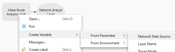 Add the network data source parameter as a model variable. Add the network data source parameter as a model variable.