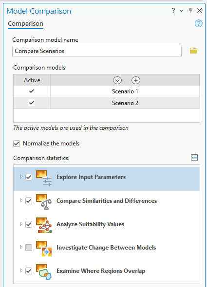 The Comparison pane The Comparison pane