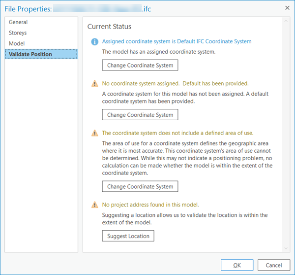 Validate Position tab from BIM data file properties Validate Position tab from BIM data file properties