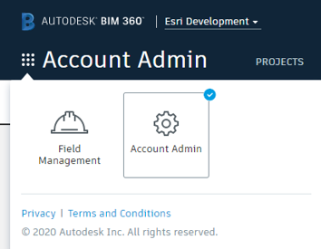 Autodesk BIM 360 Account Admin user interface Autodesk BIM 360 Account Admin user interface