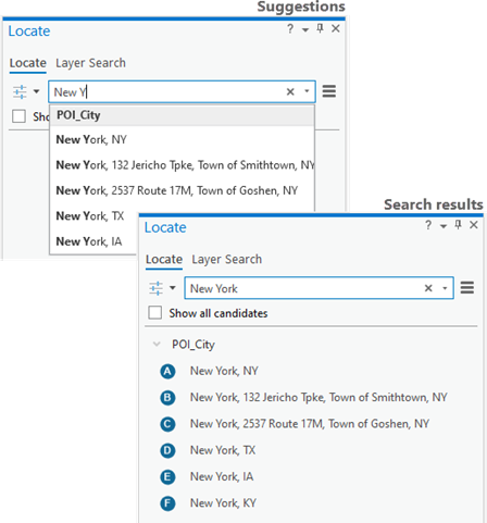 Multirole City and POI locator suggestion and search results using rank values Multirole City and POI locator suggestion and search results using rank values