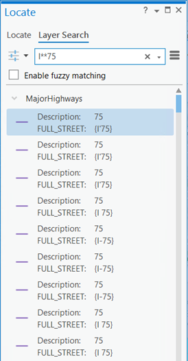 Enhanced layer search with double asterisk in the Locate pane Enhanced layer search with double asterisk in the Locate pane