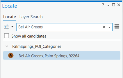 Result of POI search by place name Result of POI search by place name