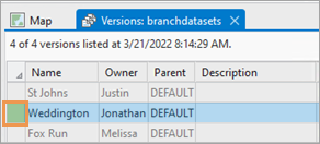 Click the first cell in the version's row to select it. Click the first cell in the version's row to select it.