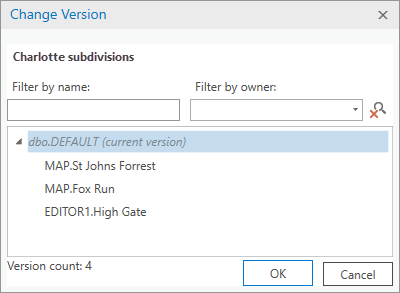 Change Version dialog box Change Version dialog box