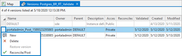 Replica versions in the Versions view Replica versions in the Versions view