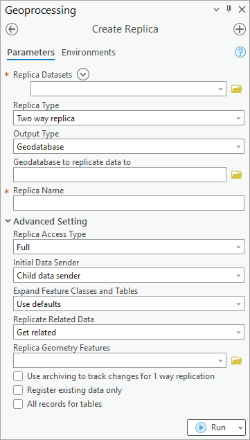 Create Replica geoprocessing tool Create Replica geoprocessing tool