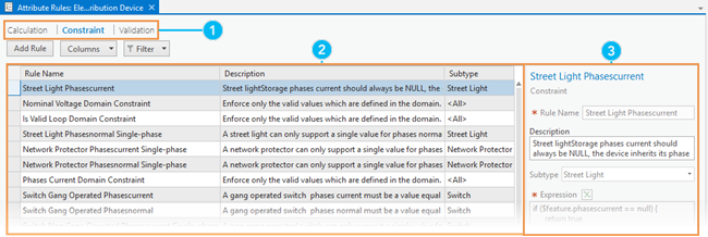Attribute Rules view Attribute Rules view