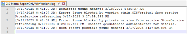 Output log file generated when Prune Before Date parameter is invalid due to referenced moments Output log file generated when Prune Before Date parameter is invalid due to referenced moments