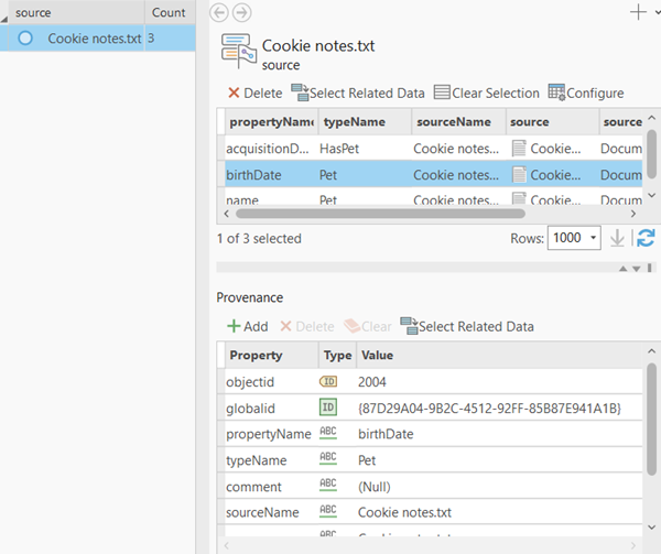 The provenance record's source value is selected in the investigation. The provenance record's source value is selected in the investigation.