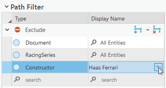 Reset to entire type button in the Path Filter list Reset to entire type button in the Path Filter list