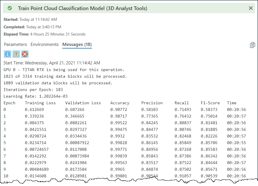 Example message output from training tool Example message output from training tool