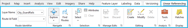 Linear Referencing contextual tab Linear Referencing contextual tab