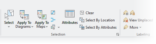 Selection group on the Network Diagram tab Selection group on the Network Diagram tab