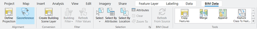 Georeference tool from BIM Data ribbon tab Georeference tool from BIM Data ribbon tab