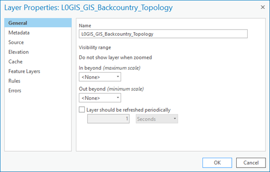 General tab in the topology feature layer properties General tab in the topology feature layer properties