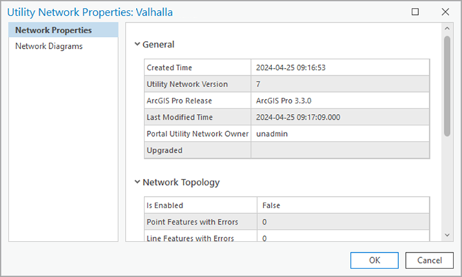 Utility Network Properties dialog box Utility Network Properties dialog box