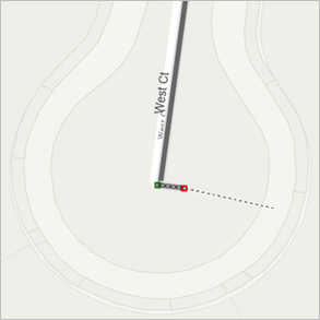 A drawn road feature that is less than 20 feet A drawn road feature that is less than 20 feet