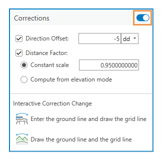 Corrections toggle button Corrections toggle button