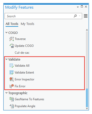 Modify Features pane Modify Features pane