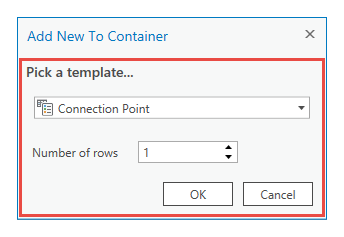 Add New To Container dialog box Add New To Container dialog box