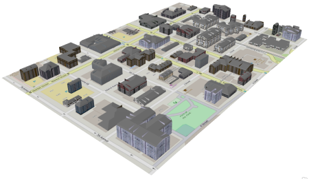 Local view of buildings within an area of interest Local view of buildings within an area of interest