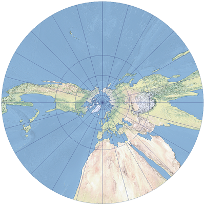 An example of the gnomonic azimuthal map projection An example of the gnomonic azimuthal map projection