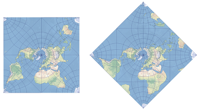 Two examples of the Peirce quincuncial map projection Two examples of the Peirce quincuncial map projection