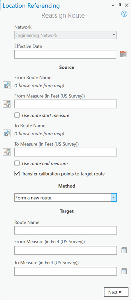Form a new route selection Form a new route selection